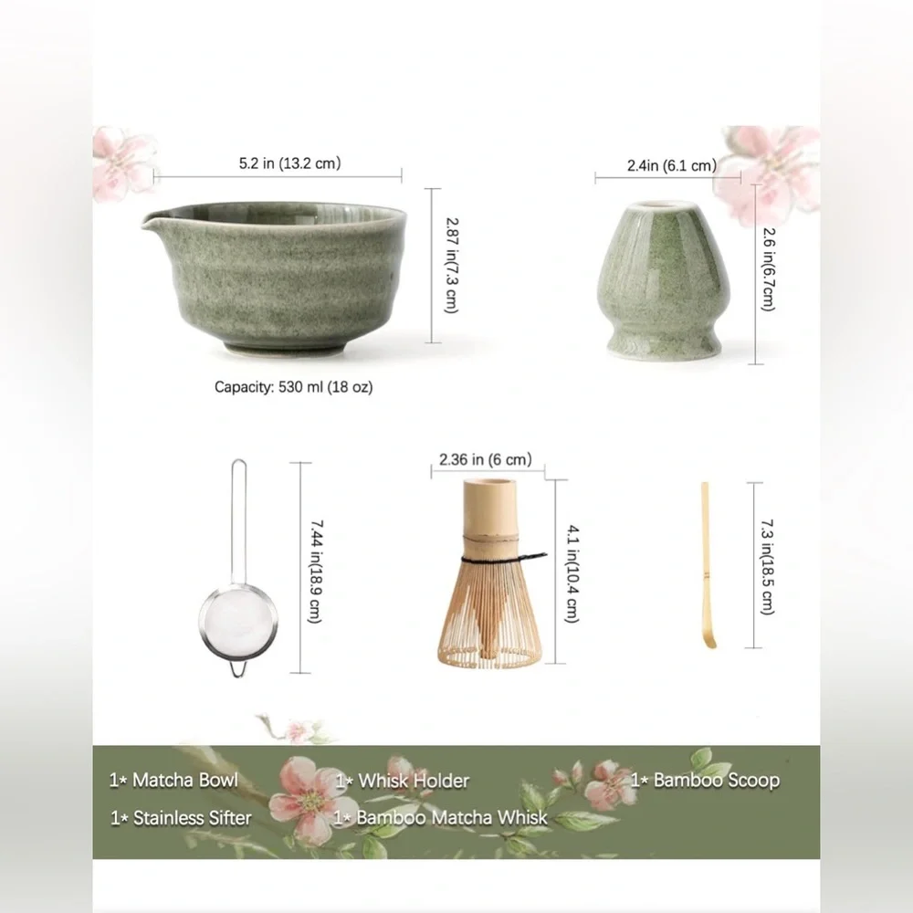 NEW 5 Pcs Jade Green Matcha Kit for Matcha Lover